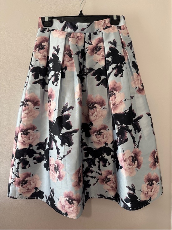ANGL Dresses & Skirts - ANGL Floral A-Line Midi Skirt in Light Blue, Pink and Black